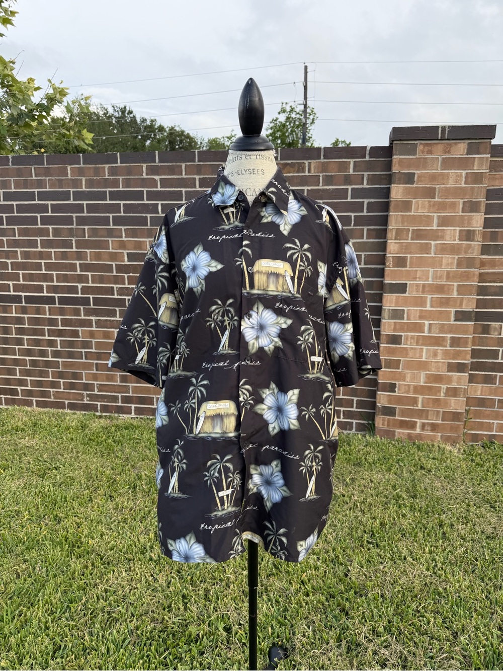 Premier International Black Tropical Floral Short-Sleeve Shirt Jacket